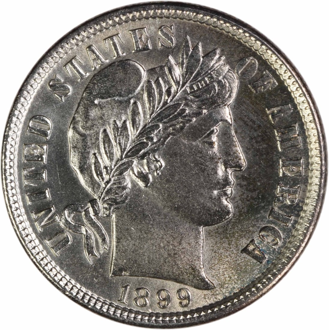 1899 Barber 10C Silver Coin Uncertified Choice BU+: 1899 Barber 10C Silver Coin Uncertified Choice BU+ This 1899 Barber Silver Dime is a Choice BU+ example, featuring the classic Barber design. Struck in silver, this coin is from the United States and 
