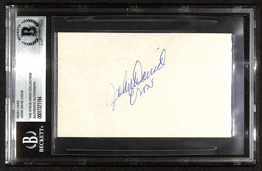 Beckett Slabbed John David Crow Signed Index Card (1 of 1)