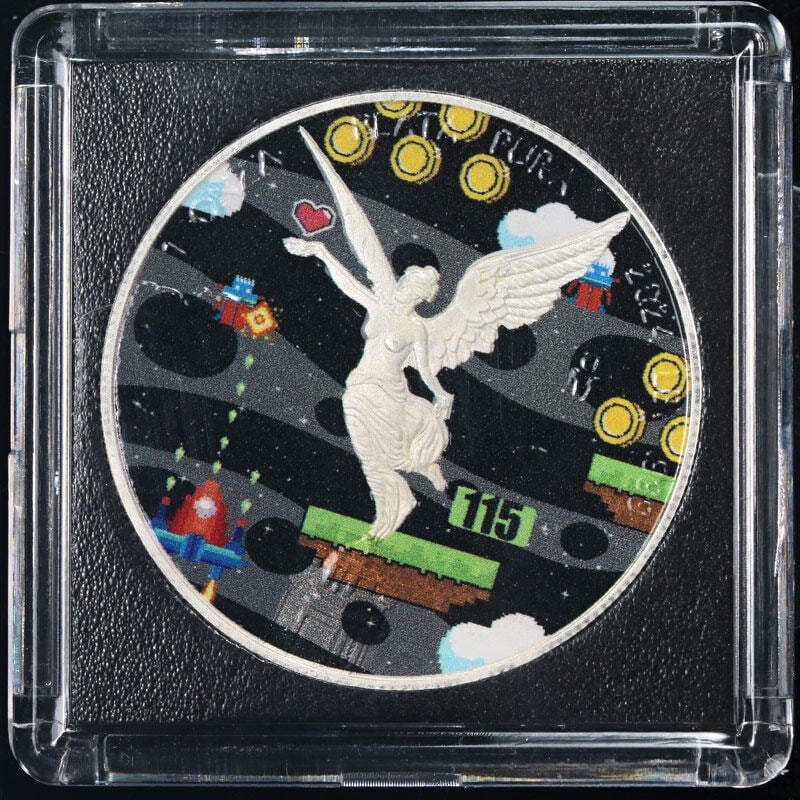 2024 Mexico 1oz Silver Libertad Retro Arcade Coin OGP COA: 2024 Mexico 1oz Silver Libertad Retro Arcade Coin OGP COA This 2024 Mexico 1oz Silver Libertad coin features a stunning retro arcade design, showcasing superb eye appeal with fantastic luster and a st
