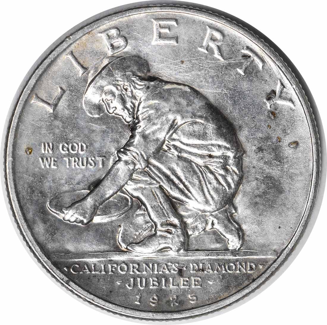 1925-S California Commemorative Silver Half Dollar AU Jo Mora 90% Silver: 1925-S California Commemorative Silver Half Dollar AU Jo Mora 90% Silver This California Commemorative Silver Half Dollar, minted in 1925 at the San Francisco mint, features a striking design by Jo Mo