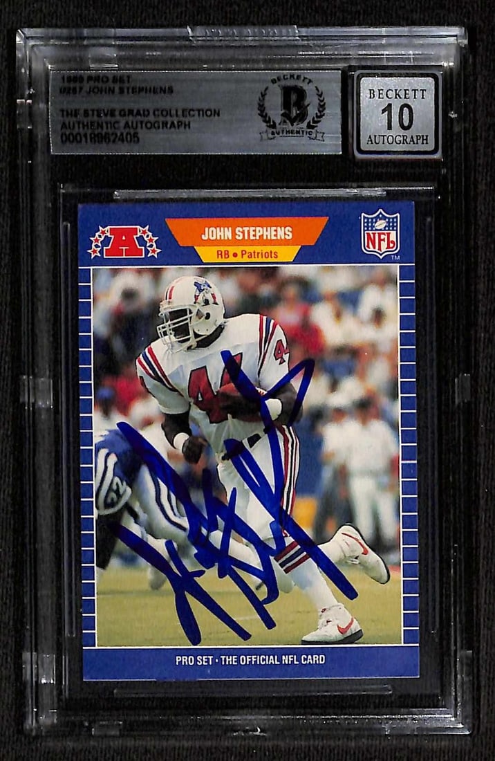 1989 Pro Set Patriots rookie card John Stephens Beckett auto 10 (1 of 1)
