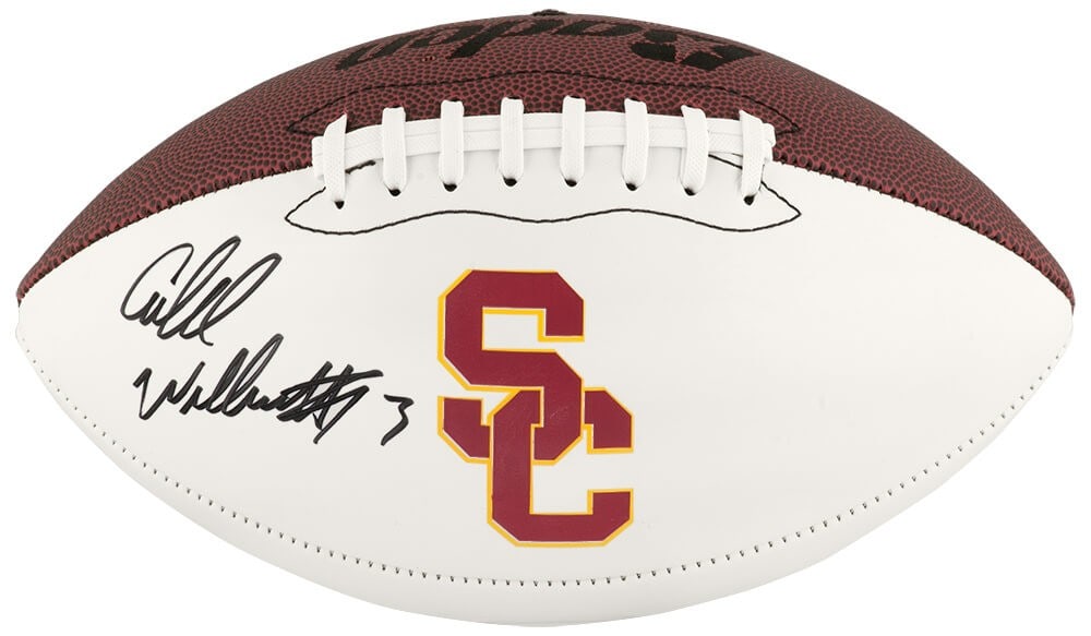 Caleb Williams Signed USC Trojans Baden Football with Fanatics COA: Caleb Williams Signed USC Trojans Baden Football with Fanatics COA Own a piece of college football history with this Caleb Williams signed USC Trojans Baden white logo football. This official ball fea