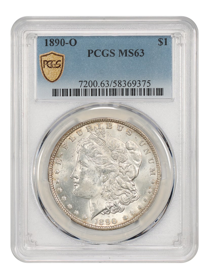 PCGS MS63 1890 O Morgan Silver Dollar New Orleans Mint $1: PCGS MS63 1890 O Morgan Silver Dollar New Orleans Mint $1 1890-O Morgan Dollar certified by PCGS as MS63. This uncirculated New Orleans issue is described as a slightly better O-Mint coin, readily ava
