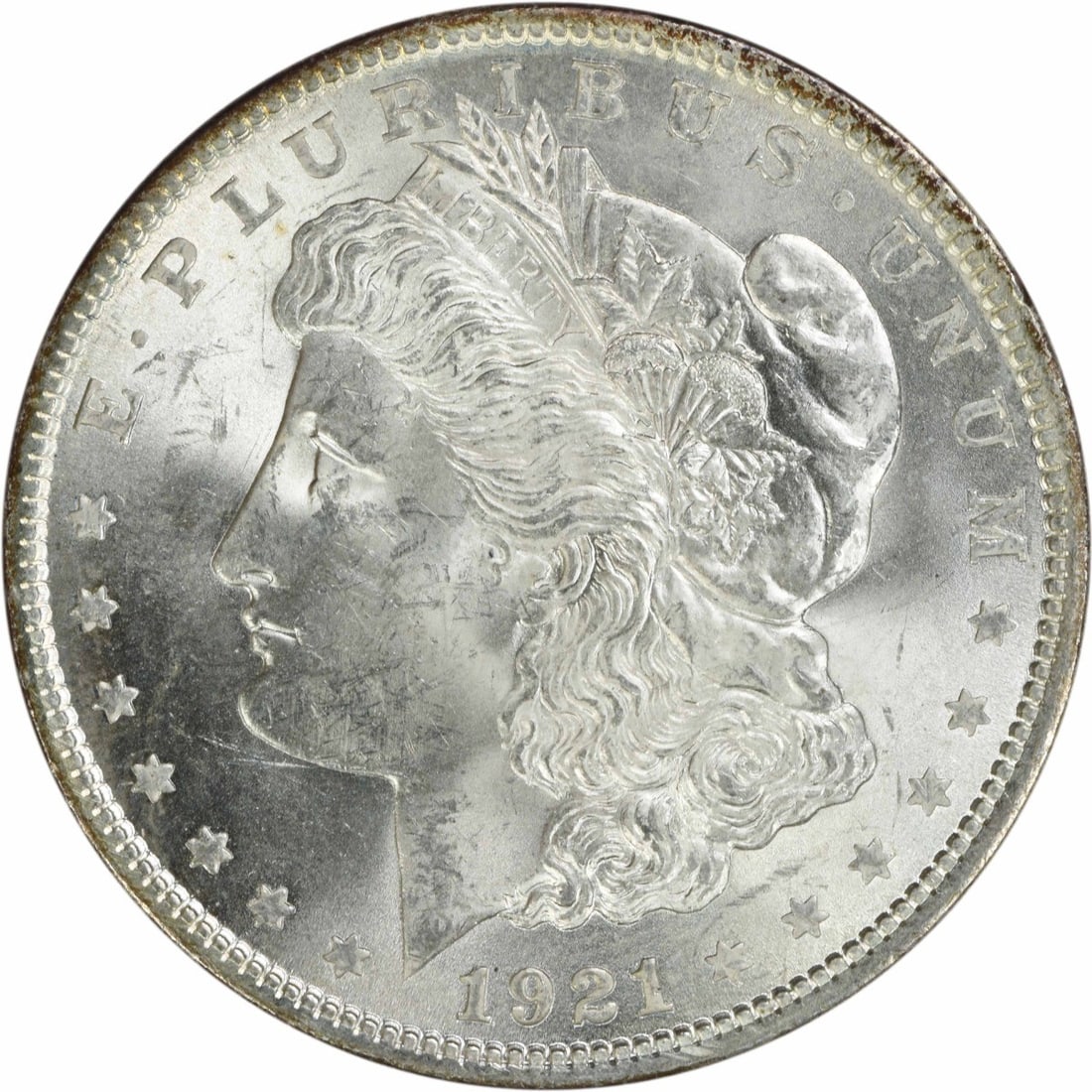 1921 Brilliant Uncirculated Morgan Silver Dollar Uncertified No Mint Mark: 1921 Brilliant Uncirculated Morgan Silver Dollar Uncertified No Mint Mark This 1921 Morgan Silver Dollar is an uncirculated coin in Brilliant Uncirculated (BU) condition. It is composed of silver,