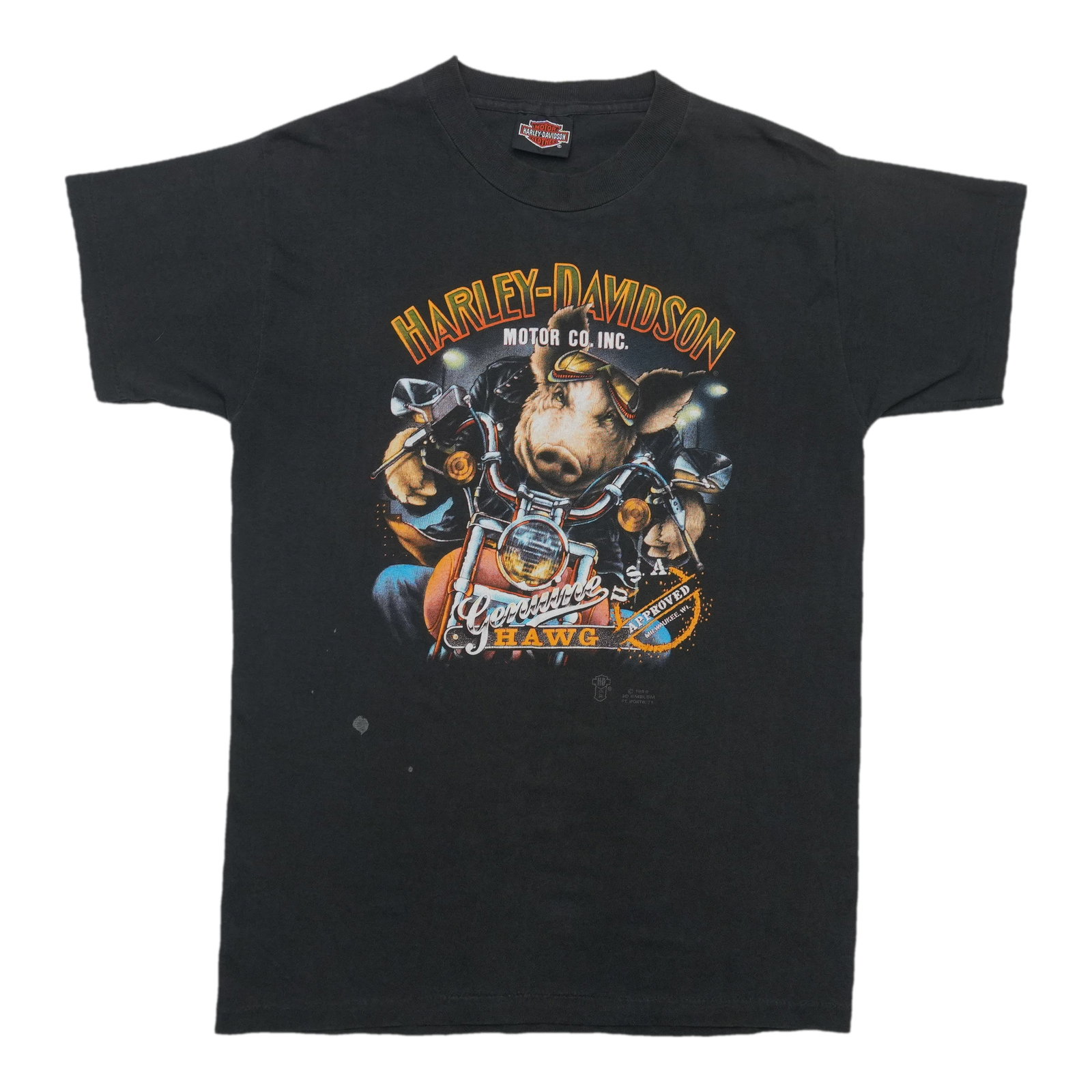 Vintage 1989 Harley Davidson Hawg 3D Emblem Cotton Shirt (1 of 8)