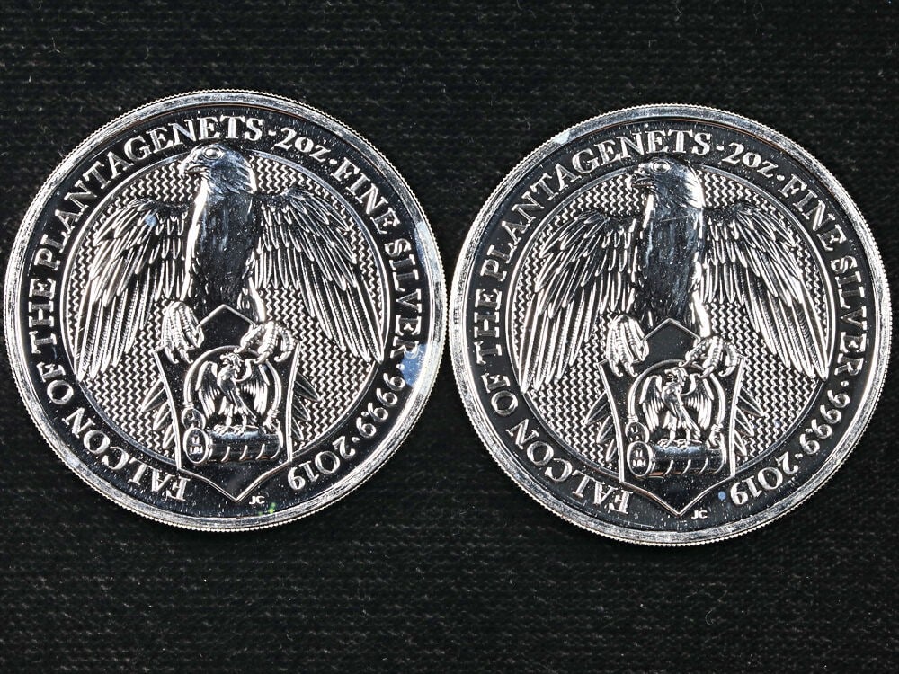 Great Britain 2 Ounce Silver Queen's Beast Falcon of Plantagenets 2019 2 Coins (1 of 2)