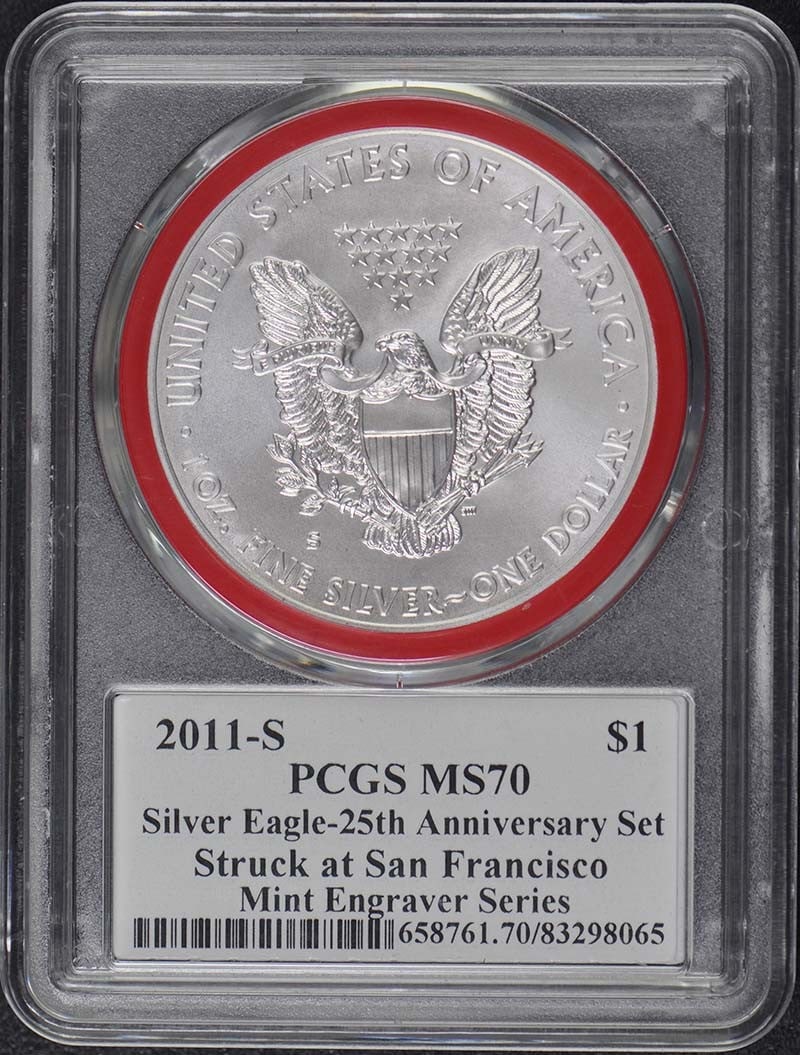 PCGS MS70 2011-S Silver Eagle Mercanti 25th Anniversary (1 of 2)