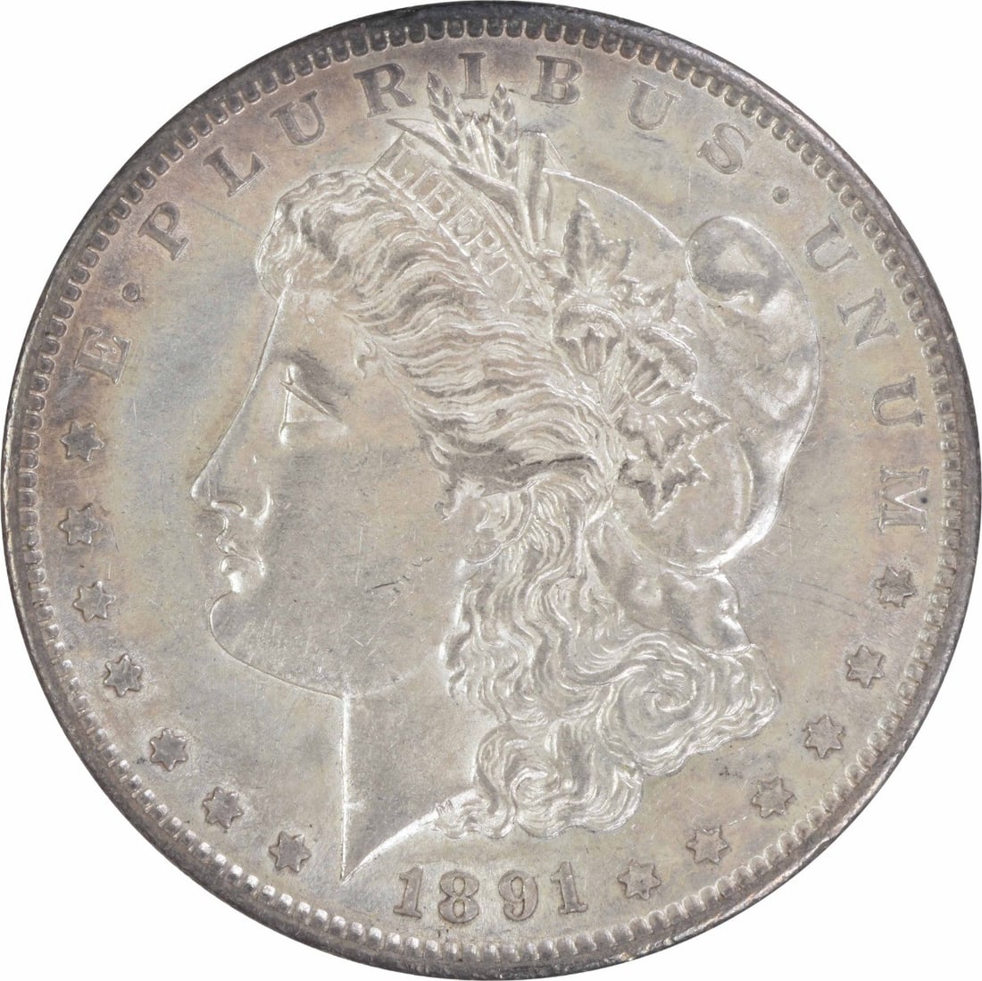 1891 S Morgan $1 Silver Coin AU Uncertified: 1891 S Morgan $1 Silver Coin AU Uncertified 1891-S Morgan Silver Dollar in AU grade. This uncertified, circulated coin is composed of silver and is offered as a pre-owned piece. Specifications Coin: M