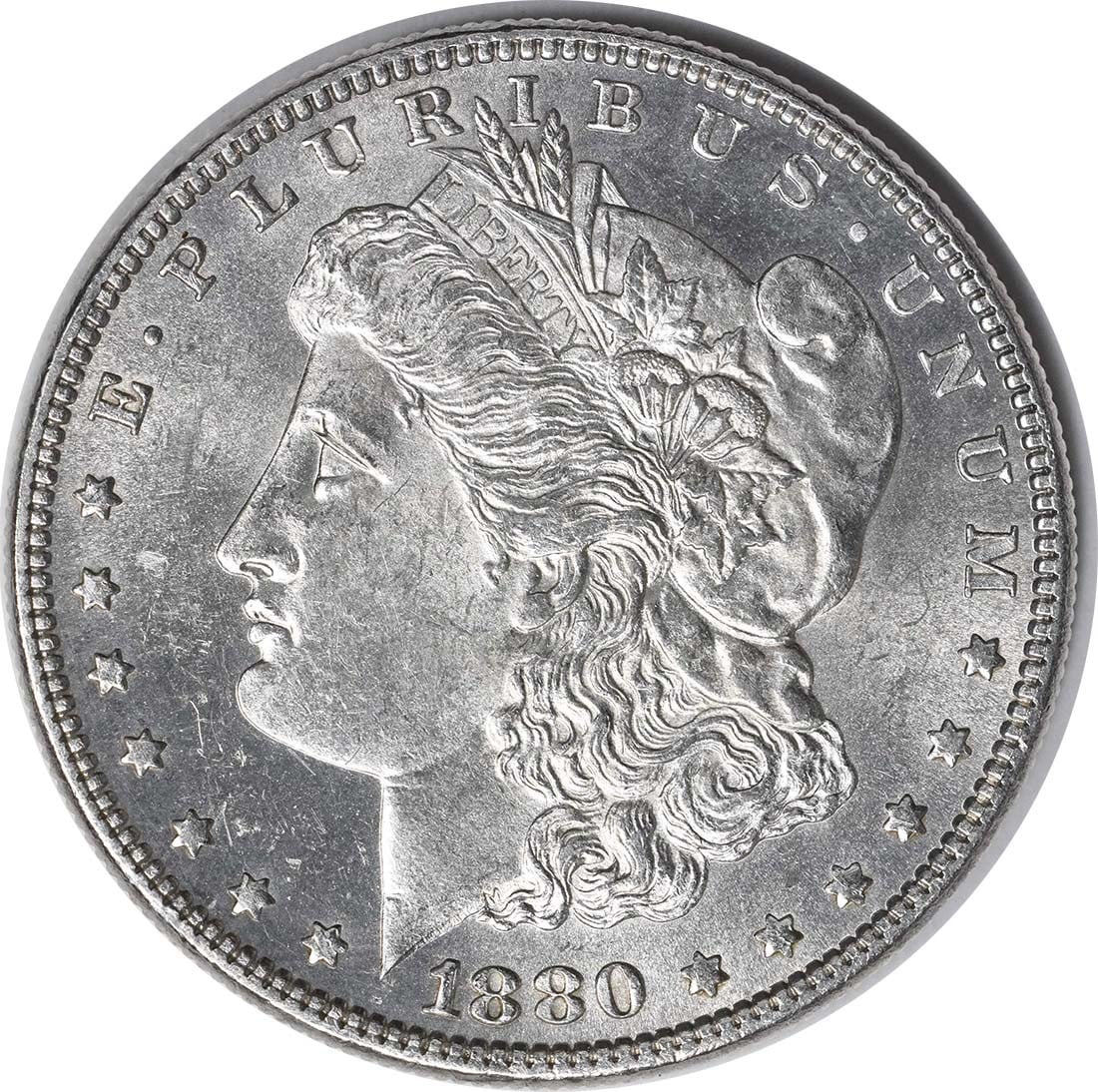 Uncirculated 1880-O Silver Dollar Morgan Choice BU New Orleans Mint: Uncirculated 1880-O Silver Dollar Morgan Choice BU New Orleans Mint This 1880-O Morgan Silver Dollar is a Choice Brilliant Uncirculated coin from the New Orleans Mint. It is uncertified and composed o