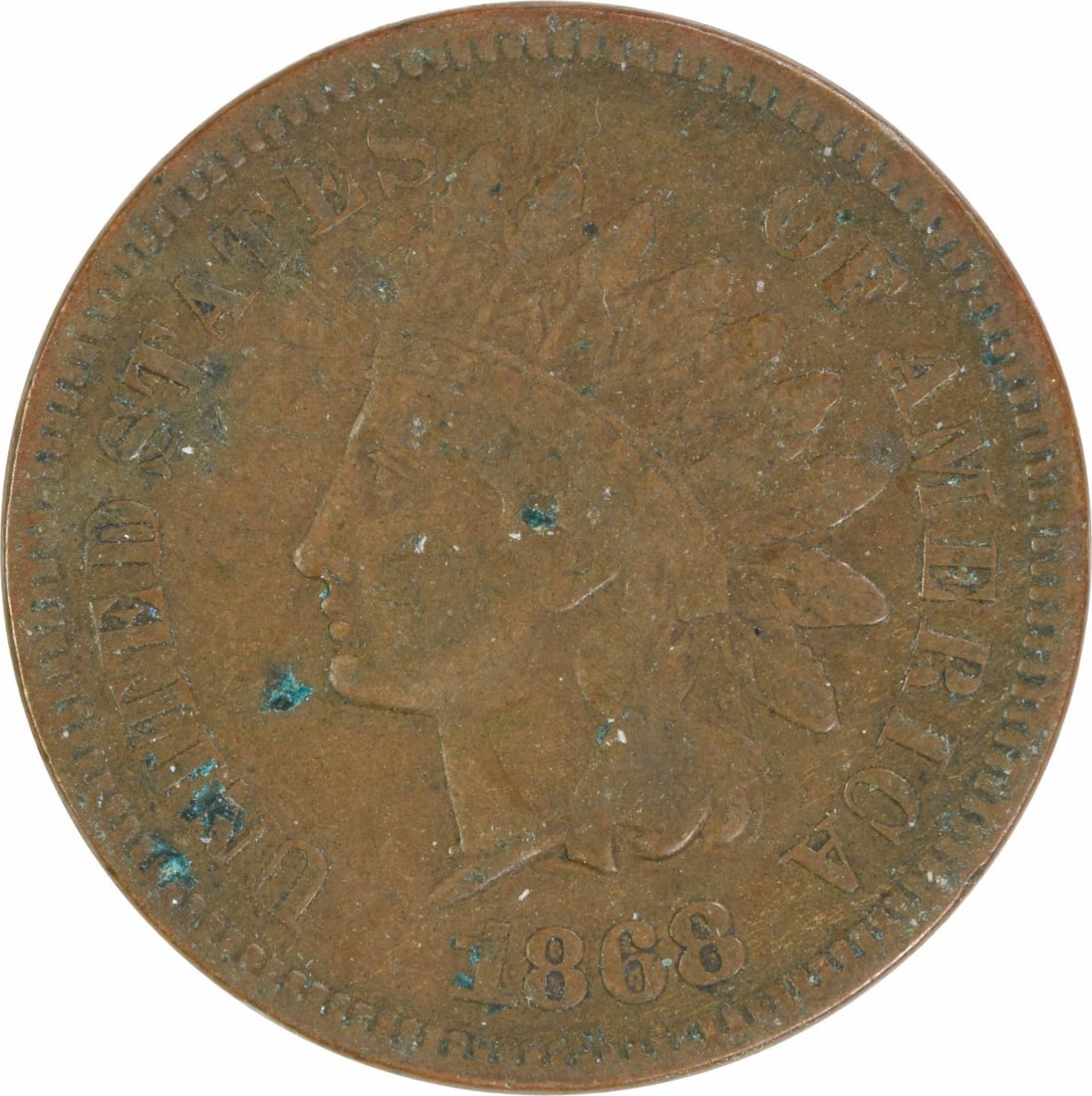 1868 Indian Head Small Cent Copper F Uncertified: 1868 Indian Head Small Cent Copper F Uncertified 1868 Indian Head small cent in circulated, pre-owned condition. This uncertified copper coin is graded F and identified as KM 90a. Specifications Year: