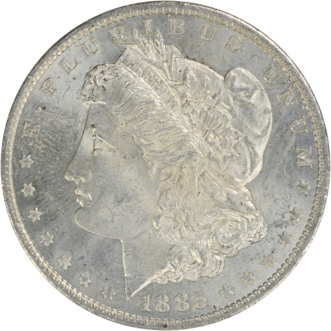 Uncirculated 1885-O Silver Dollar Morgan Type Brilliant Uncertified: Uncirculated 1885-O Silver Dollar Morgan Type Brilliant Uncertified This 1885-O Morgan Silver Dollar is an uncirculated coin featuring brilliant uncirculated (BU) grade. Struck at the New Orleans Mint