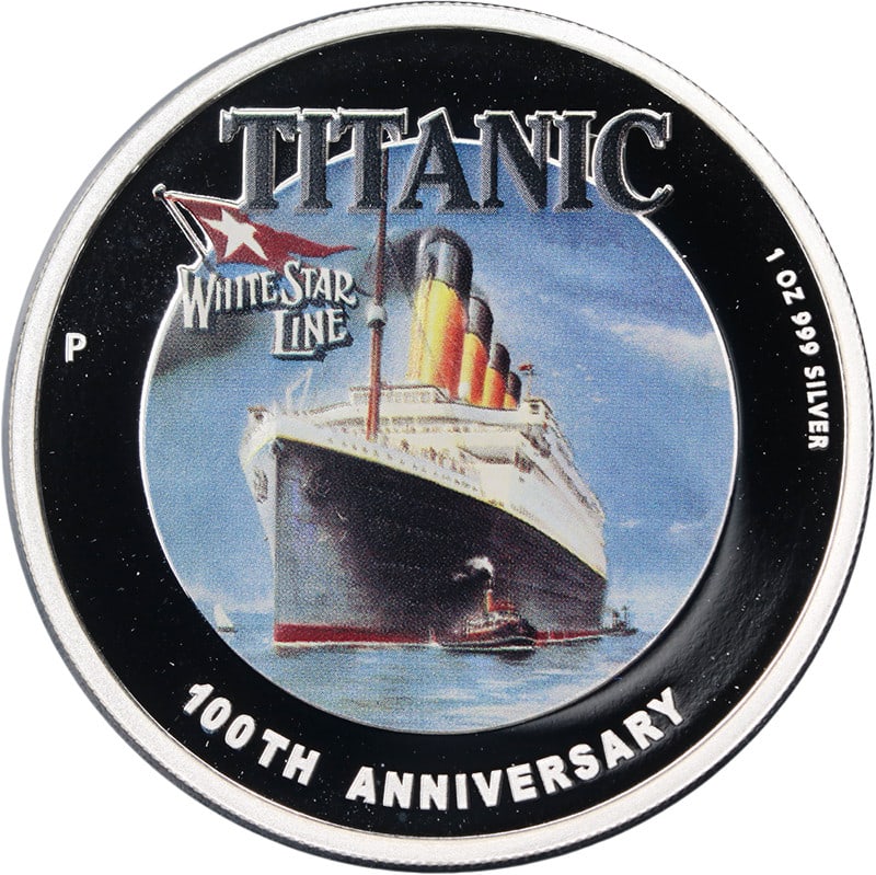 Tuvalu Titanic 100th Anniversary 2012 $1 1 oz Silver Colorized Proof with OGP COA (1 of 3)