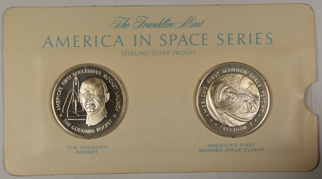 Sterling Silver Proof Medals America in Space Goddard Rocket Freedom 7 (1 of 2)