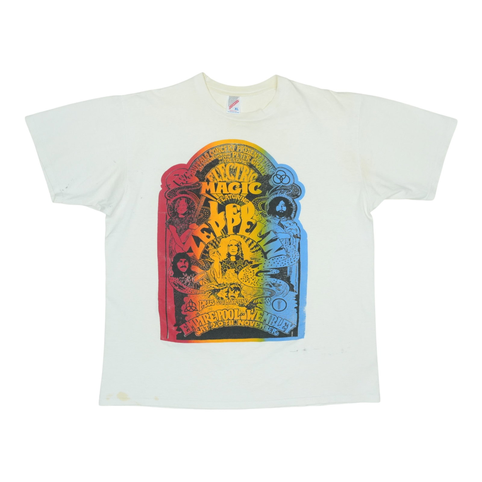 Vintage 1980s Led Zeppelin Electric Magic Graphic Cotton Shirt White XL (1 of 10)