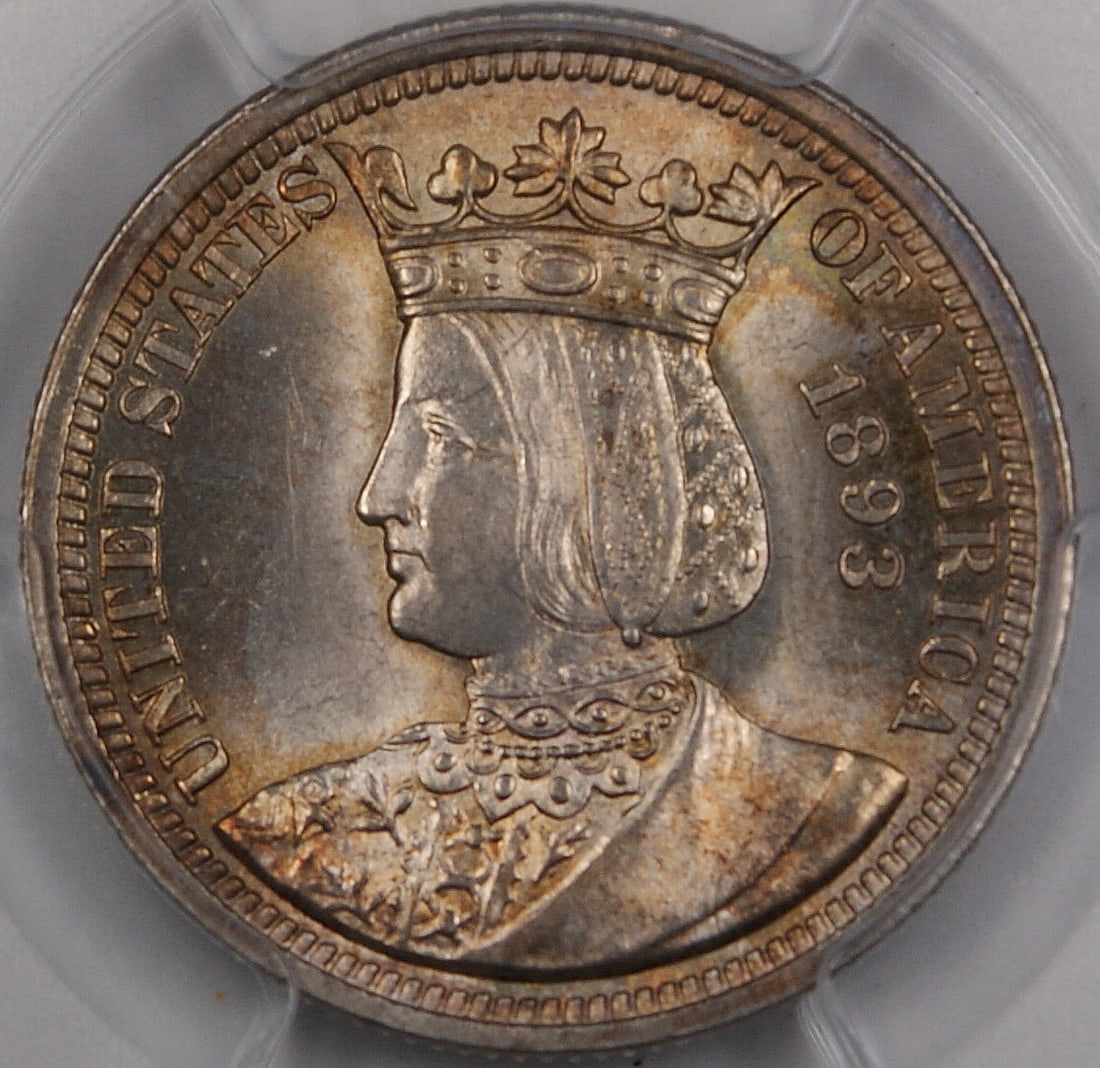 Isabella 1893 Silver Commemorative Quarter PCGS MS-64 Philadelphia Mint: Isabella 1893 Silver Commemorative Quarter PCGS MS-64 Philadelphia Mint This 1893 Isabella Commemorative Silver Quarter is certified by PCGS with a grade of MS-64. Minted in Philadelphia, this uncircu