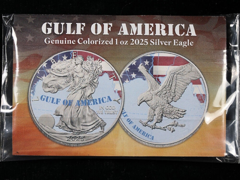 2025 Silver Eagle Gulf of America Colorized Coin With COA and Stand (1 of 2)