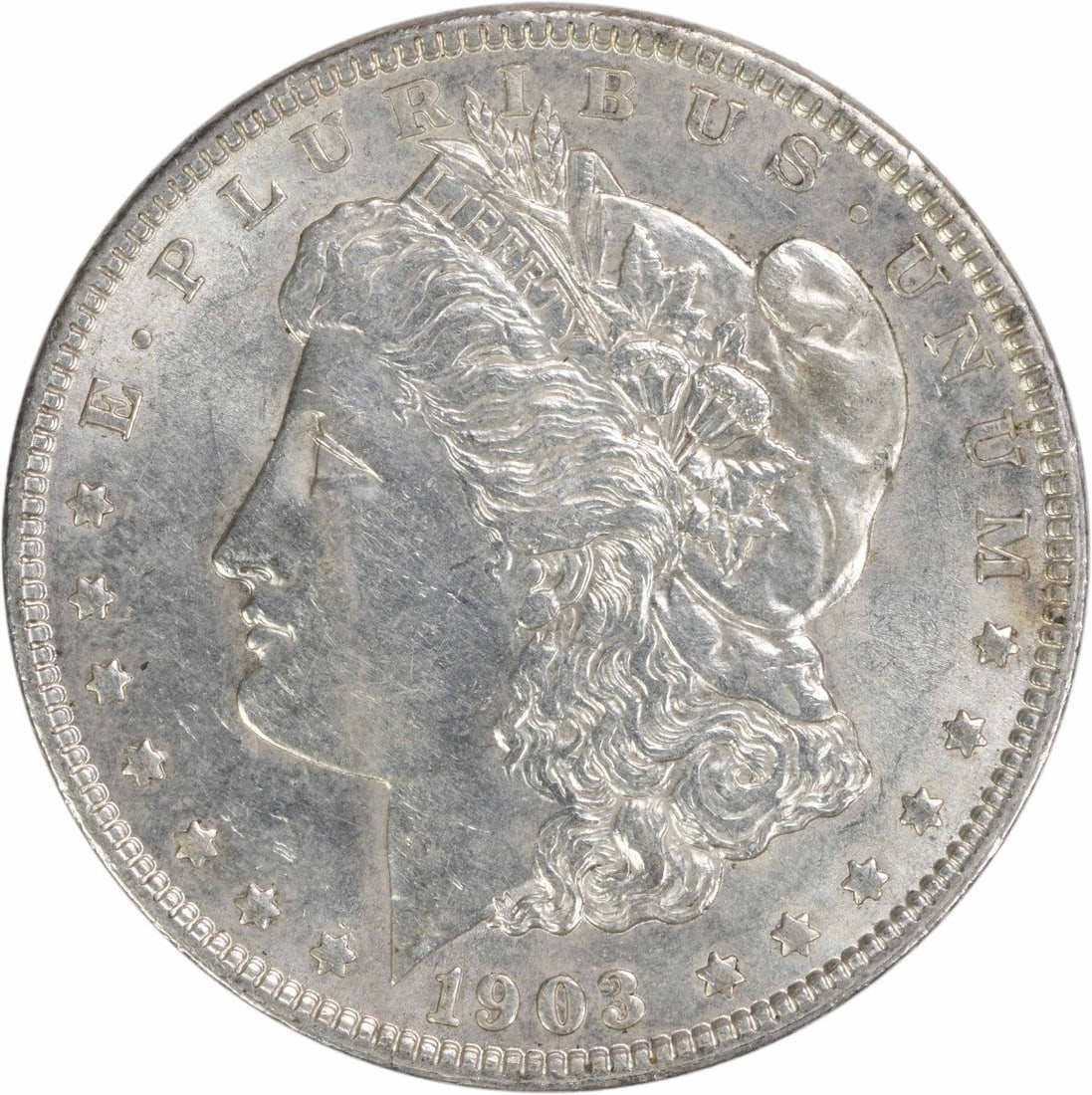 1903 Morgan Silver Dollar AU Uncertified 90% Silver Philadelphia: 1903 Morgan Silver Dollar AU Uncertified 90% Silver Philadelphia This 1903 Morgan Silver Dollar features a beautiful design by George T. Morgan and is composed of 90% silver and 10% copper. It is clas