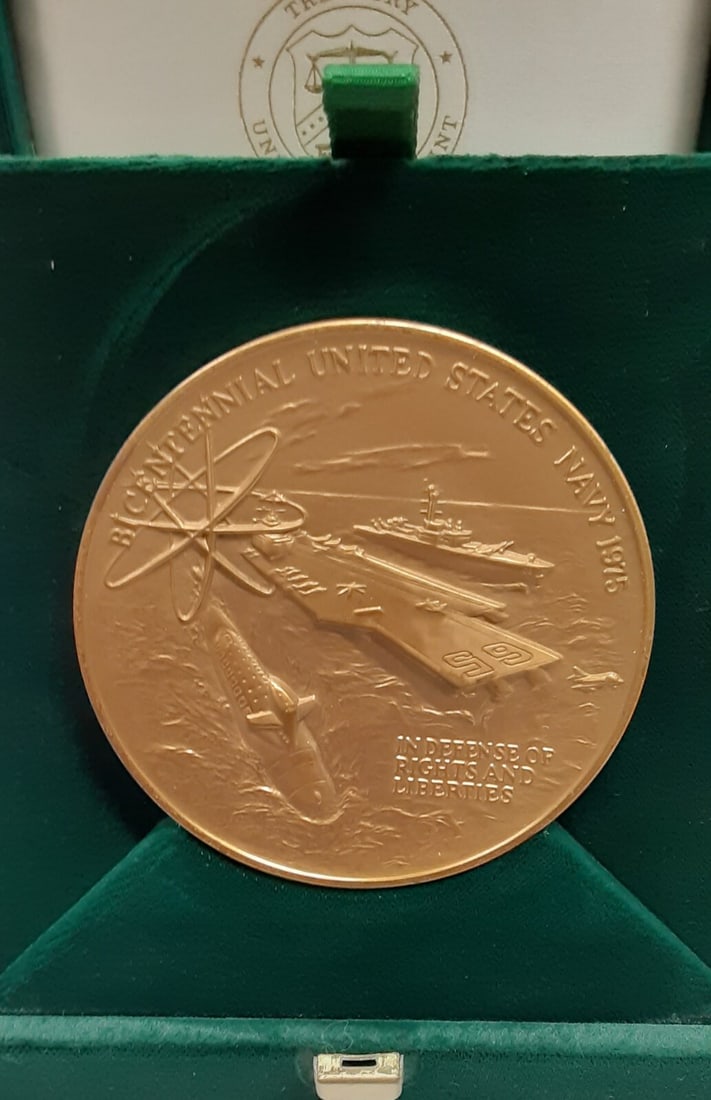 3 Inch Bronze Medal Bicentennial of US Navy 1775-1975 in Original Packaging (1 of 3)