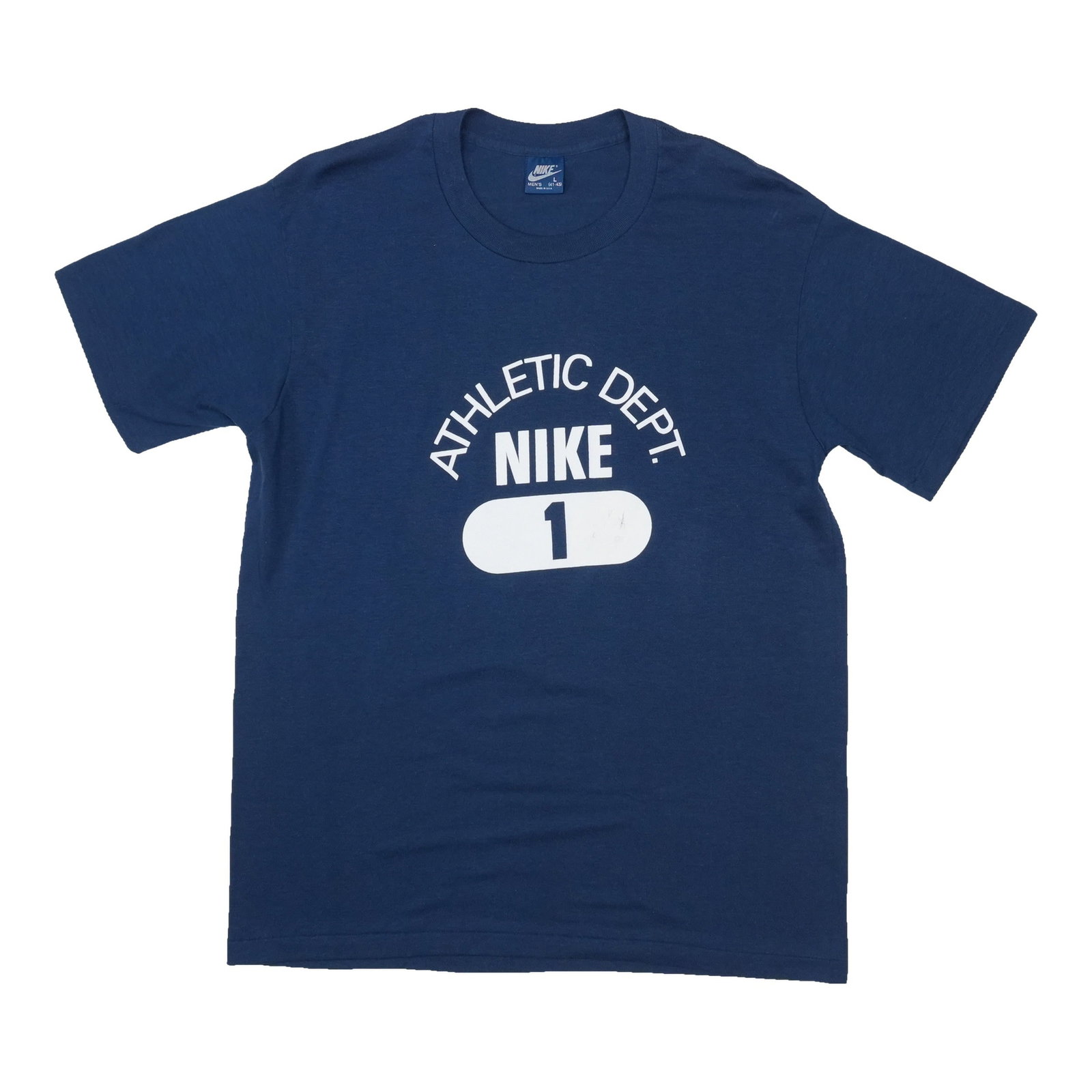 Vintage Nike Athletic Dept Navy Blue Cotton T Shirt Large (1 of 4)
