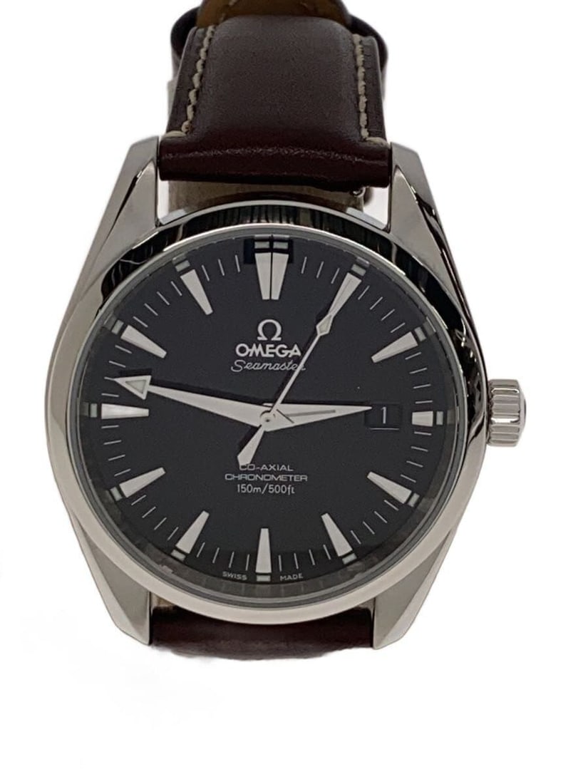 OMEGA 2503.50 Seamaster Aqua Terra Black Leather Wristwatch: OMEGA 2503.50 Seamaster Aqua Terra Black Leather Wristwatch This OMEGA Seamaster Aqua Terra 2503.50 men's wristwatch features a black dial and a third-party leather strap. The watch is Swiss-made and 