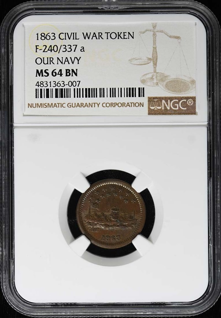 NGC MS64BN 1863 Civil War Token F-240 337 (1 of 4)