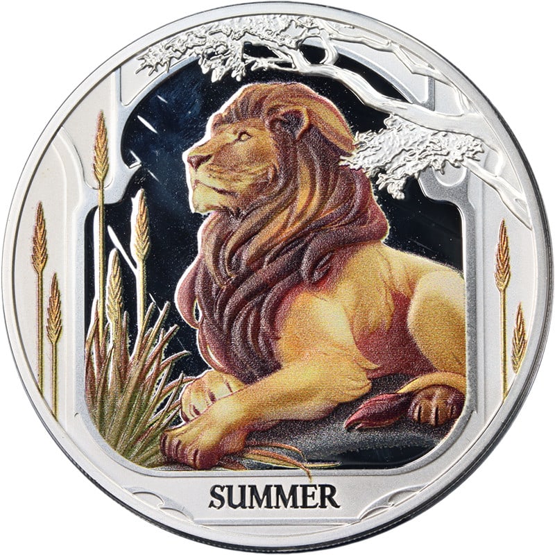 2025 Niue 1 Ounce Silver Colorized Summer Lion Coin OGP COA (1 of 3)