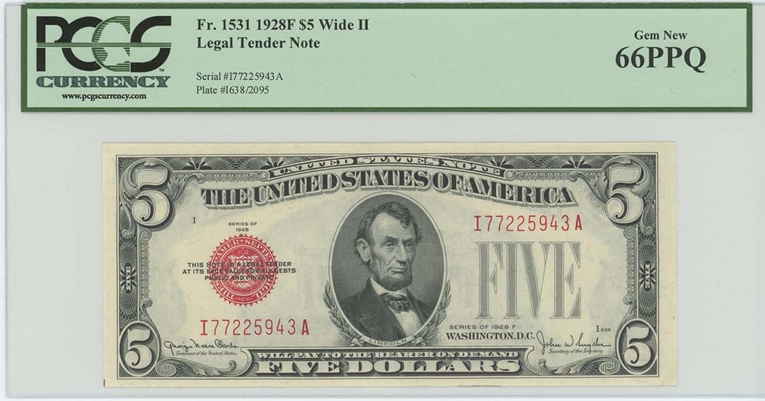 PCGS MS66 1928F $5 Legal Tender Note FR 1531 Gem PPQ (1 of 2)