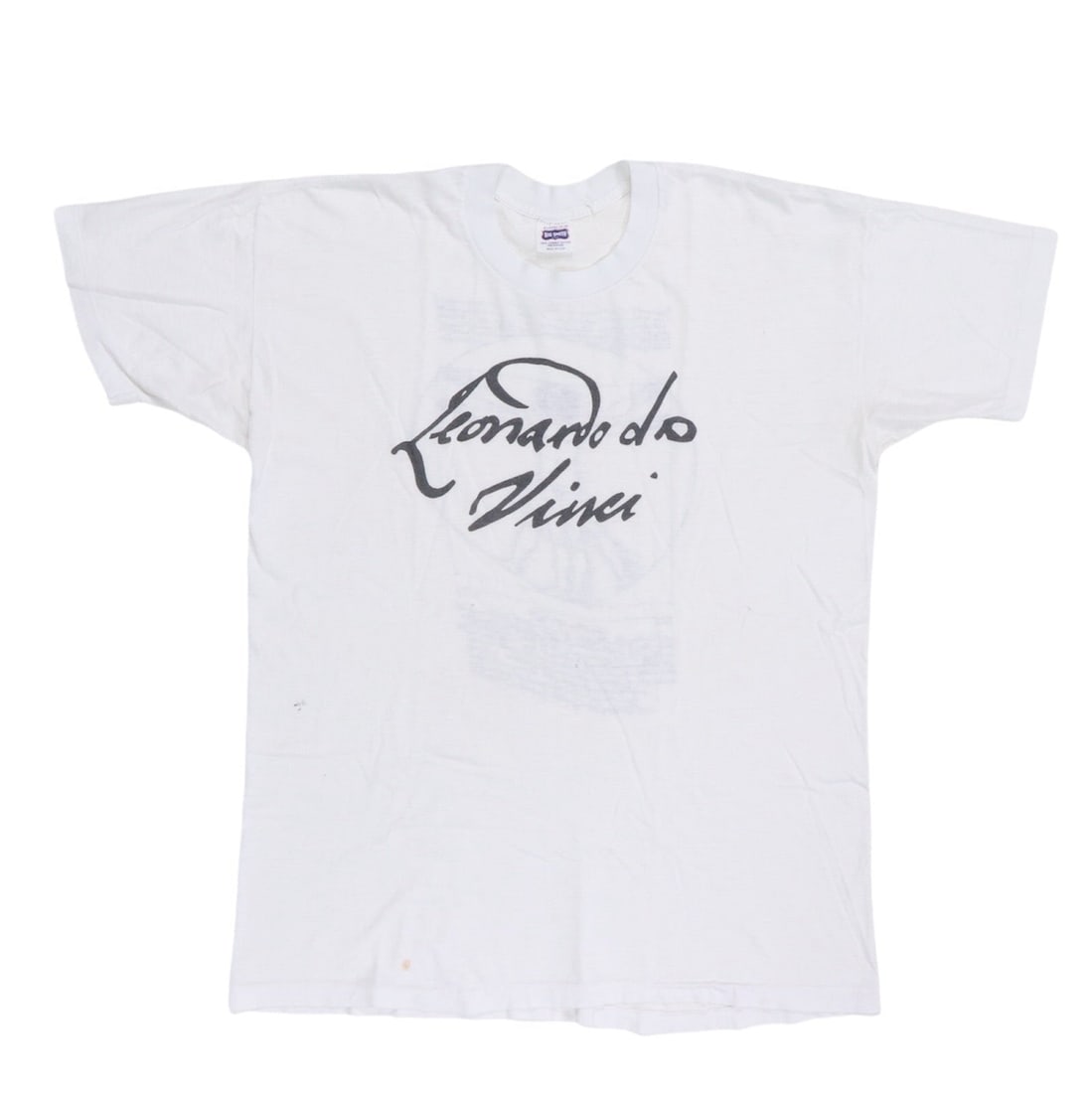 Vintage 1980s White Graphic Cotton Leonardo Di Vinci Extra Large Shirt (1 of 11)
