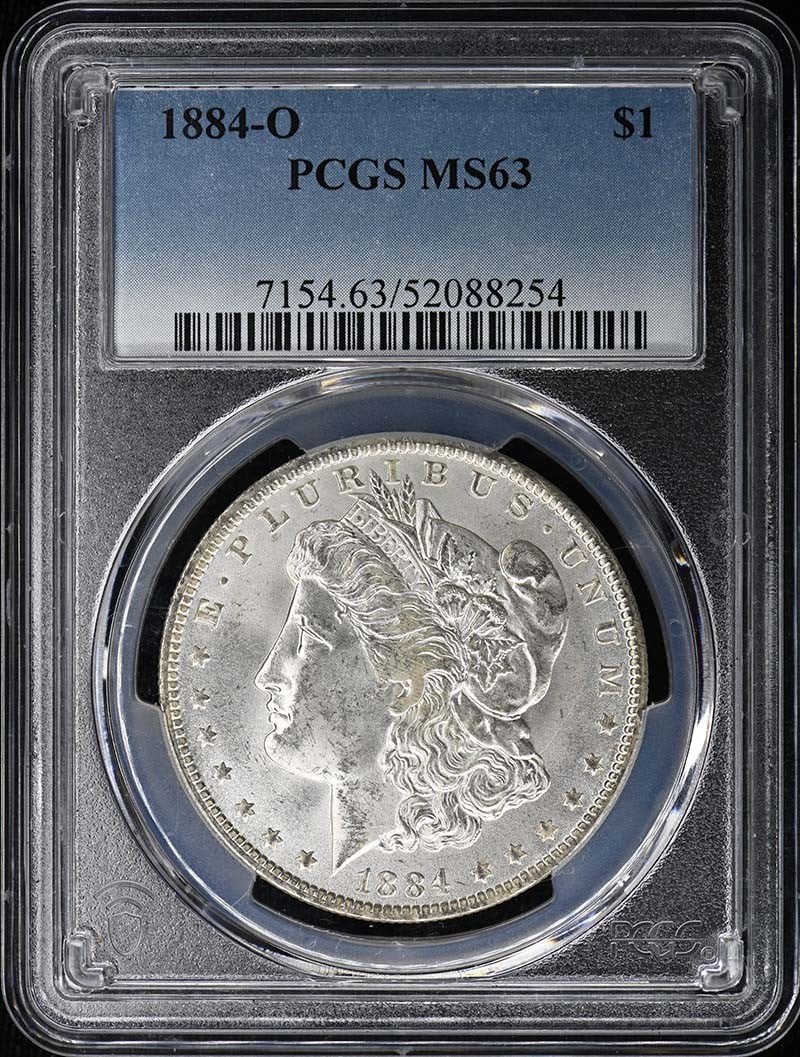 PCGS MS63 1884 O Morgan Silver Dollar: PCGS MS63 1884 O Morgan Silver Dollar 1884-O Morgan Dollar graded MS63 by PCGS. This pre-owned coin is an uncirculated United States silver dollar from the New Orleans Mint. Specifications Item Type: 