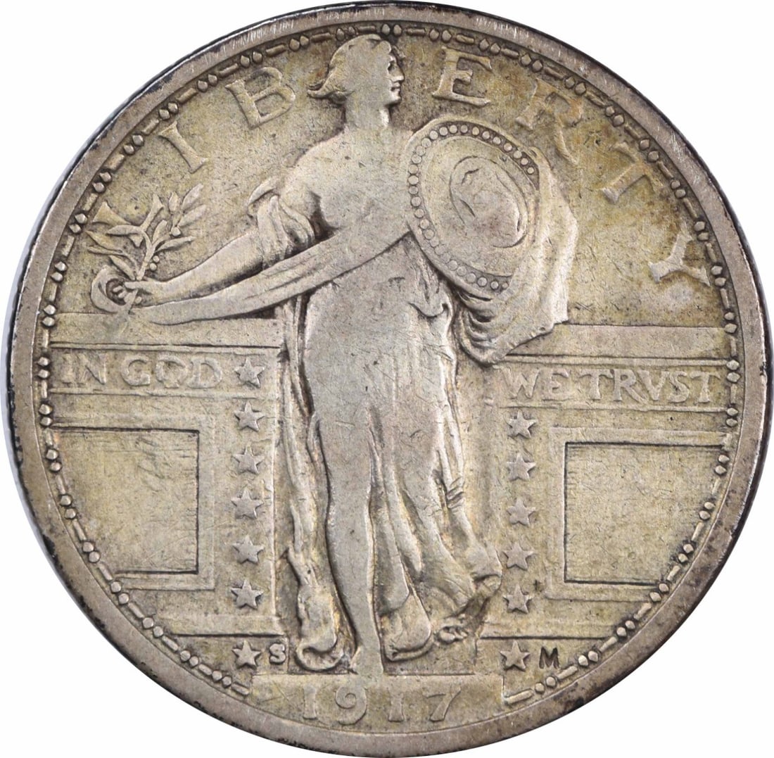 1917 San Francisco Standing Liberty Type 1 Silver Quarter Uncertified F Grade (1 of 2)