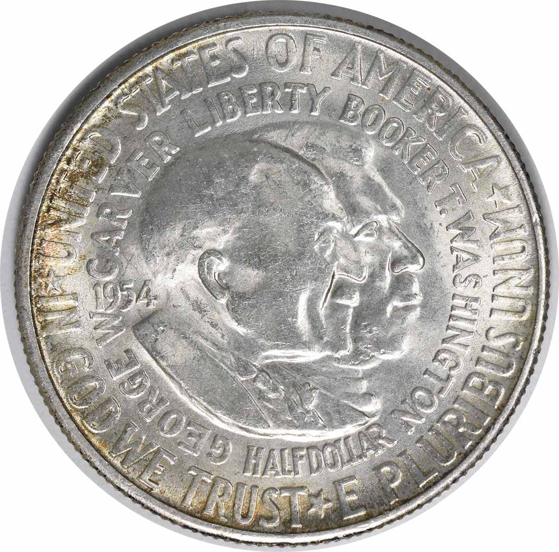 1954 PDS Booker T Washington Carver silver half dollar set uncertified: 1954 PDS Booker T Washington Carver silver half dollar set uncertified Uncertified 1954 commemorative half dollar coin set featuring Booker T. Washington and George Washington Carver. The coin is desc