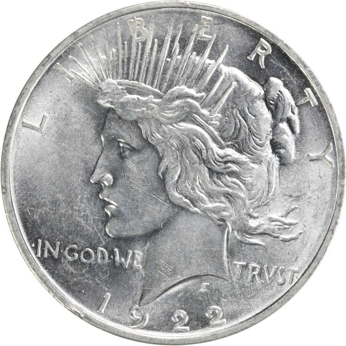 1922 D Peace Dollar Silver $1 Uncirculated MS63 Uncertified: 1922 D Peace Dollar Silver $1 Uncirculated MS63 Uncertified 1922-D Peace silver dollar offered in uncirculated, pre-owned condition. This uncertified $1 coin is identified as a Choice BU example and f