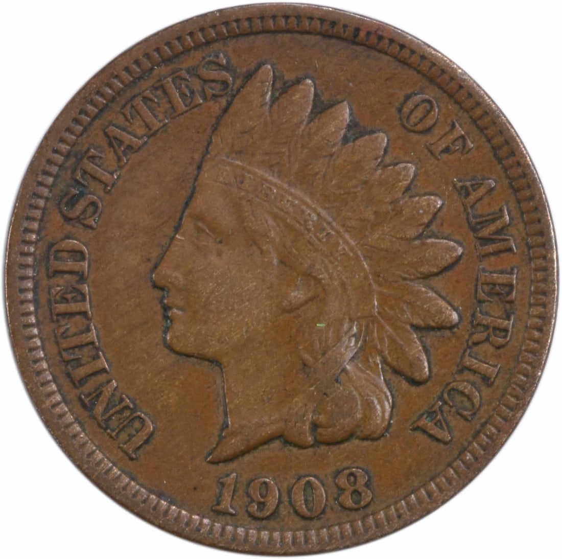 1908 S Indian Head Small Cent EF Uncertified Copper: 1908 S Indian Head Small Cent EF Uncertified Copper 1908-S Indian Head small cent in EF grade. This circulated, uncertified United States coin is composed of copper and offered as a pre-owned piece. S