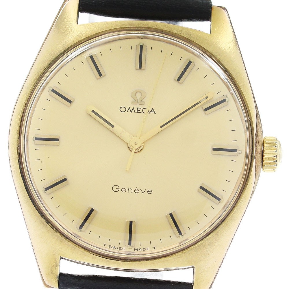 OMEGA Geneva 135.041 mens manual wind wristwatch Cal 601: OMEGA Geneva 135.041 mens manual wind wristwatch Cal 601 This Omega Geneva men's wristwatch, reference 135.041, features a manual-winding Caliber 601 movement. The watch has a stainless steel and gold