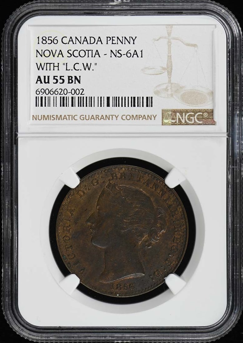1856 Nova Scotia Penny NGC AU55BN Certified Rare Coin (1 of 4)