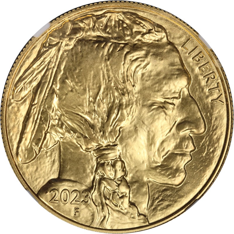 2023 $50 Gold Buffalo Coin NGCX MS10 First Day Issue: 2023 $50 Gold Buffalo Coin NGCX MS10 First Day Issue Original 2023 Buffalo Gold $50 coin certified by NGCX as MS10 First Day Issue. This uncirculated gold coin is described as having superb eye appeal