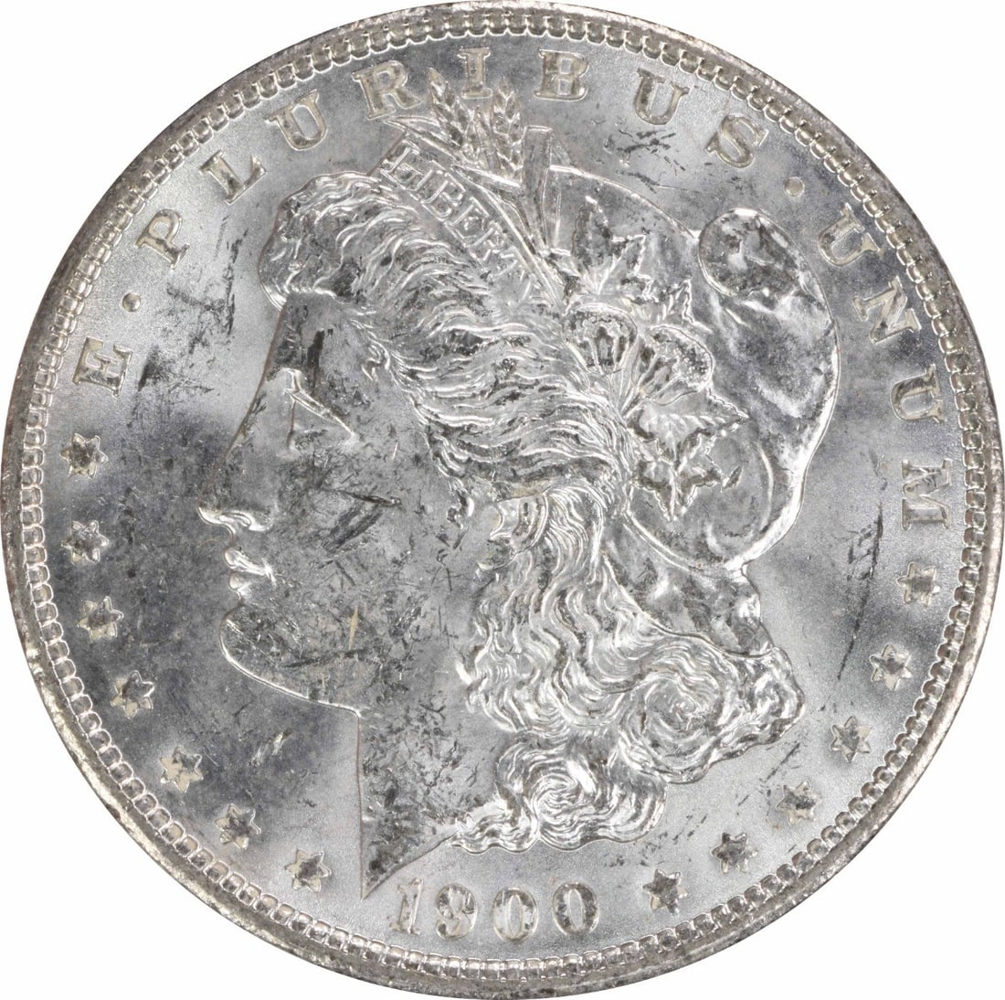 Uncirculated 1900 Morgan Dollar Silver Coin No Mint Mark BU Grade: Uncirculated 1900 Morgan Dollar Silver Coin No Mint Mark BU Grade This is a 1900 Morgan Silver Dollar featuring brilliant uncirculated (BU) condition. The coin is composed of silver, was minted in the