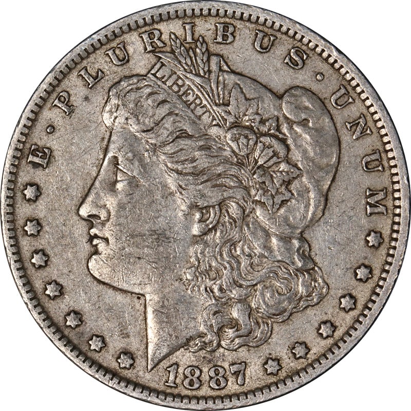 Circulated 1887 O Morgan Silver Dollar US Coin: Circulated 1887 O Morgan Silver Dollar US Coin 1887-O Morgan Silver Dollar in nicely circulated condition. This uncertified silver coin was hand-selected from a larger group for its strong eye appeal,