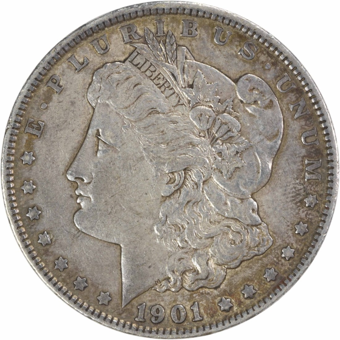 1901 Morgan Silver Dollar 90% Silver XF Uncertified Coin: 1901 Morgan Silver Dollar 90% Silver XF Uncertified Coin This 1901 Morgan Silver Dollar is a remarkable piece of history, featuring the iconic design by George T. Morgan. The coin is in circulated con