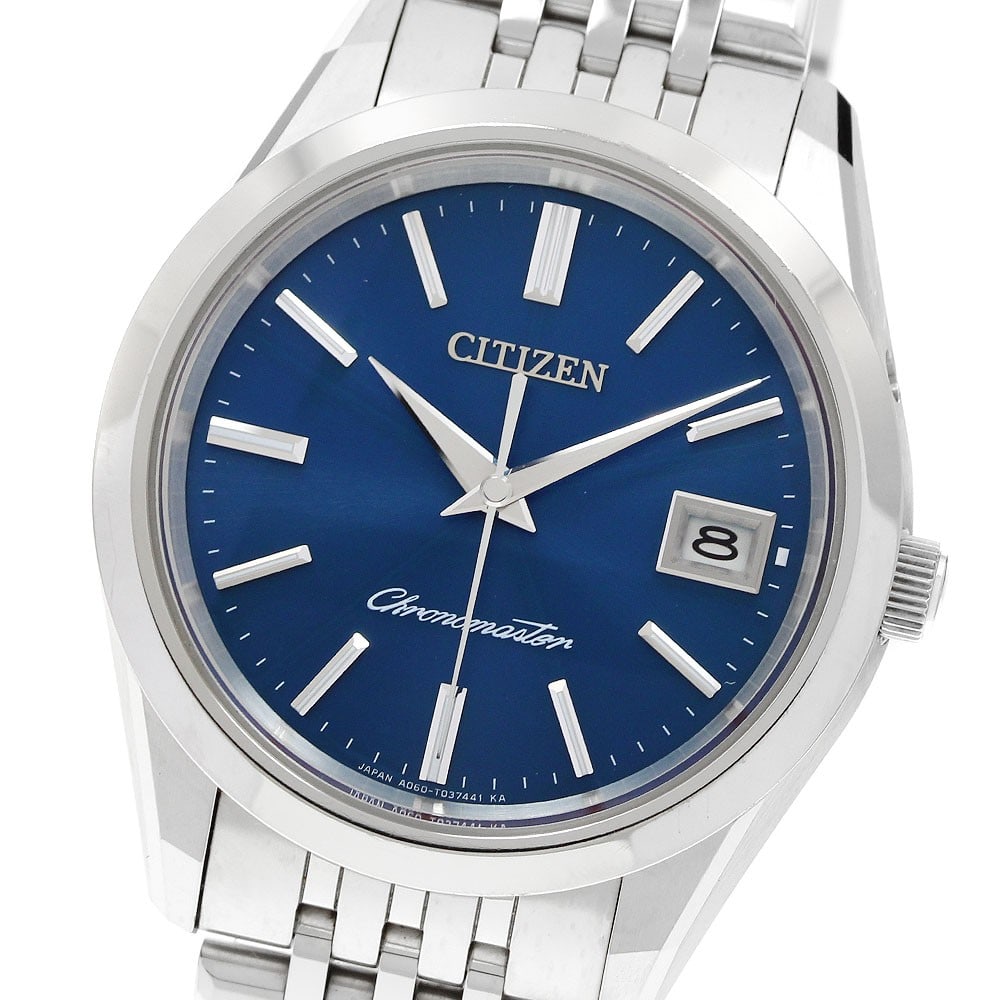 CITIZEN Eco-Drive A060-T024874 AQ4041-54L titanium solar date watch: CITIZEN Eco-Drive A060-T024874 AQ4041-54L titanium solar date watch Pre-owned Citizen Eco-Drive men's wristwatch with a blue dial, titanium case, and titanium bracelet. This solar-powered watch featur