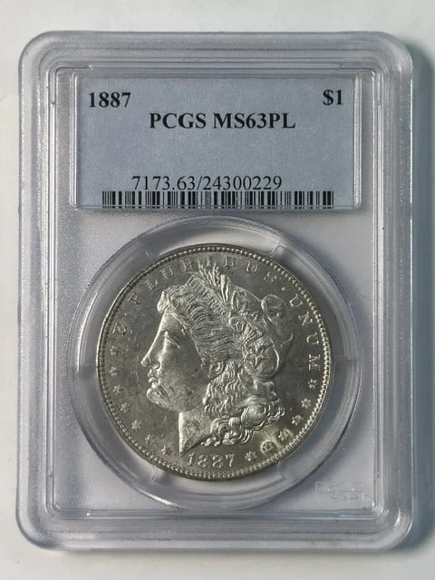 PCGS MS-63 Proof Like 1887 Morgan Silver Dollar (1 of 2)