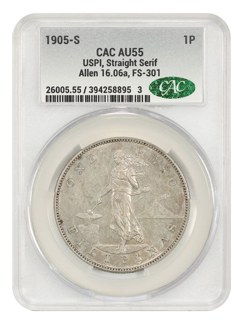 1905-S U.S. Philippines Peso CACG AU55 Allen-16.06a FS-301 (1 of 4)