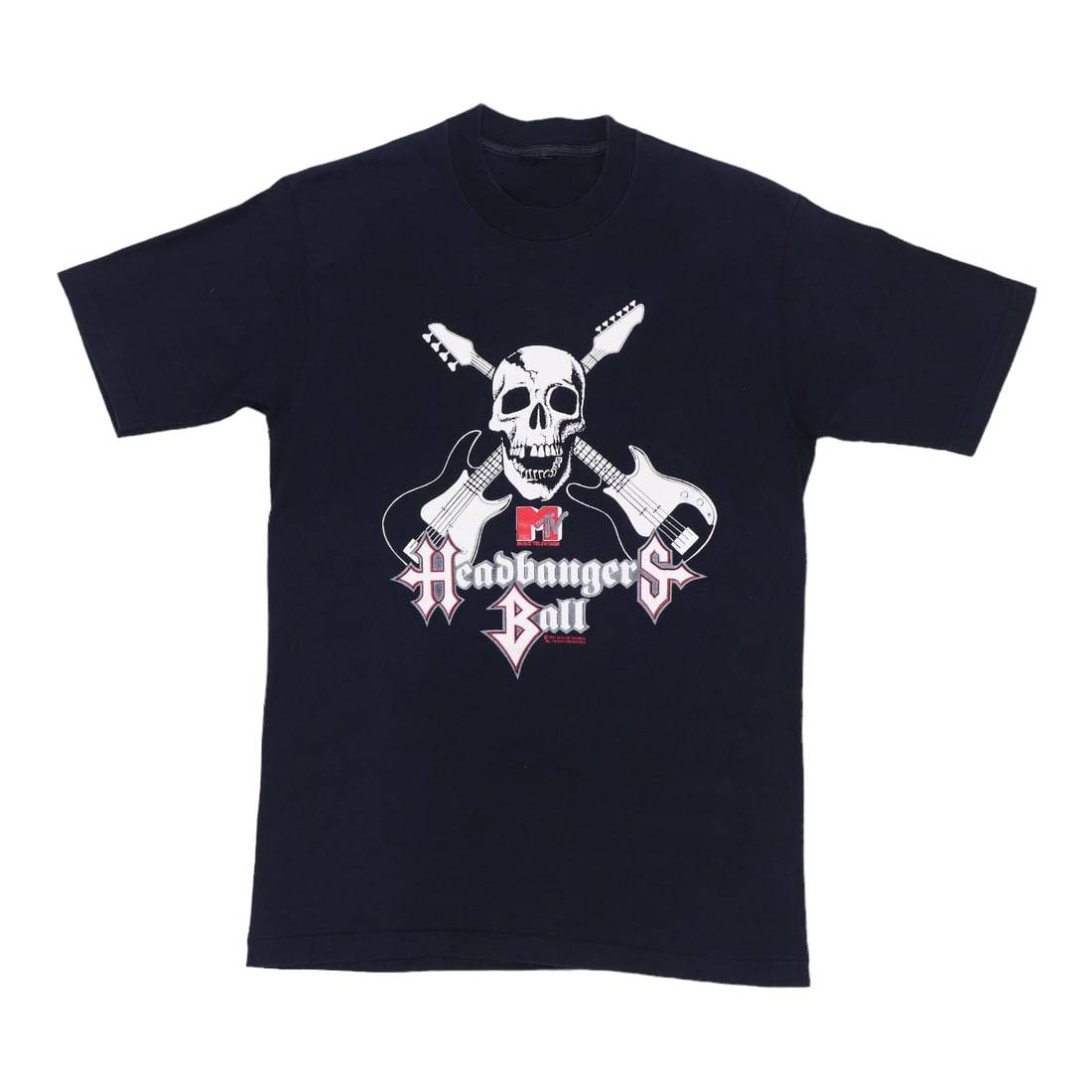 Vintage 1991 MTV Headbanger's Ball Black Cotton T-Shirt: Vintage 1991 MTV Headbanger's Ball Black Cotton T-Shirt This is an original vintage 1991 Headbanger's Ball MTV shirt. It features black 100% cotton fabric and does not have any back graphics. The shir