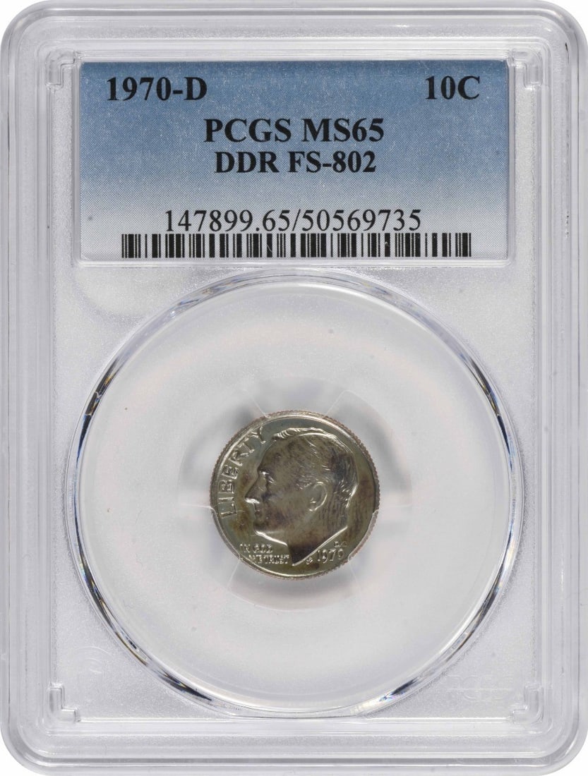 1970-D Roosevelt Dime MS65 PCGS Uncirculated Denver Mint: 1970-D Roosevelt Dime MS65 PCGS Uncirculated Denver Mint This 1970-D Roosevelt Dime is a remarkable piece, graded MS65 by PCGS, indicating its uncirculated condition. Minted in Denver, this coin featu