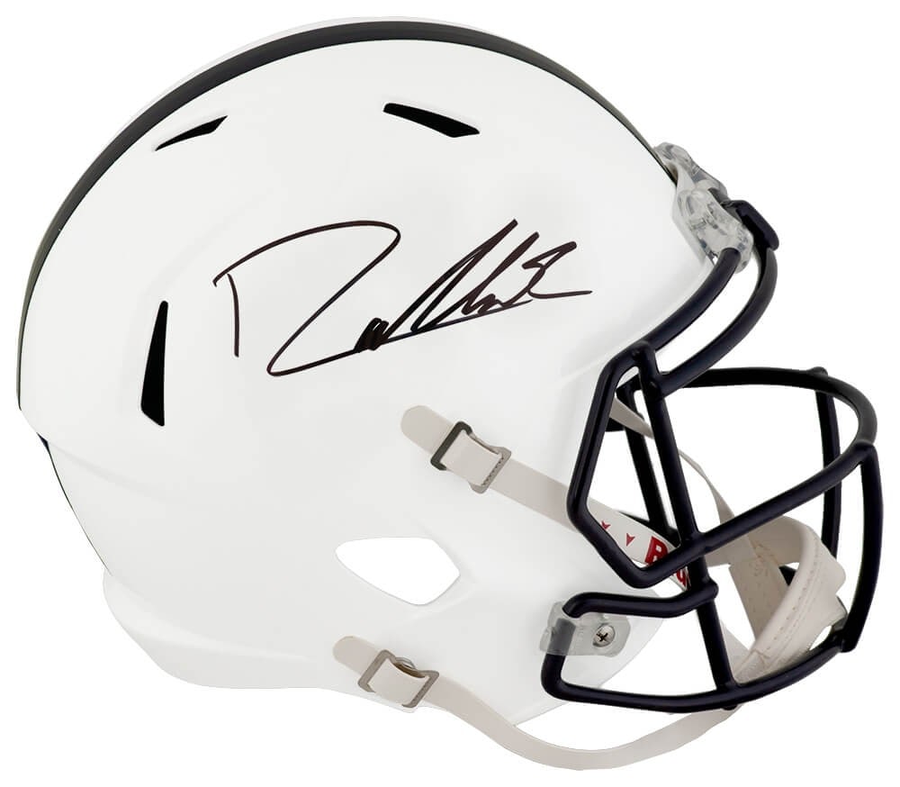 Penn State Full Size Riddell Helmet Signed by Drew Allar: Penn State Full Size Riddell Helmet Signed by Drew Allar This is a Penn State Nittany Lions Riddell full size speed replica helmet, signed by Drew Allar. The helmet includes a tamper-proof numbered ho