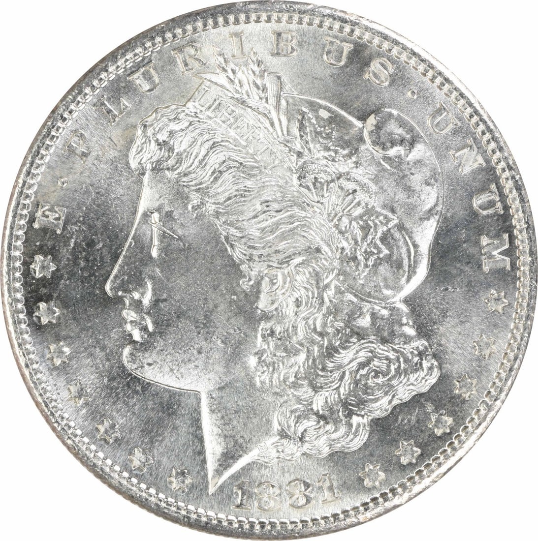 Uncirculated 1881 S Morgan Silver Dollar $1 Uncertified: Uncirculated 1881 S Morgan Silver Dollar $1 Uncertified 1881-S Morgan Silver Dollar in uncirculated, pre-owned condition. This uncertified silver $1 coin is identified as a Morgan dollar and is listed