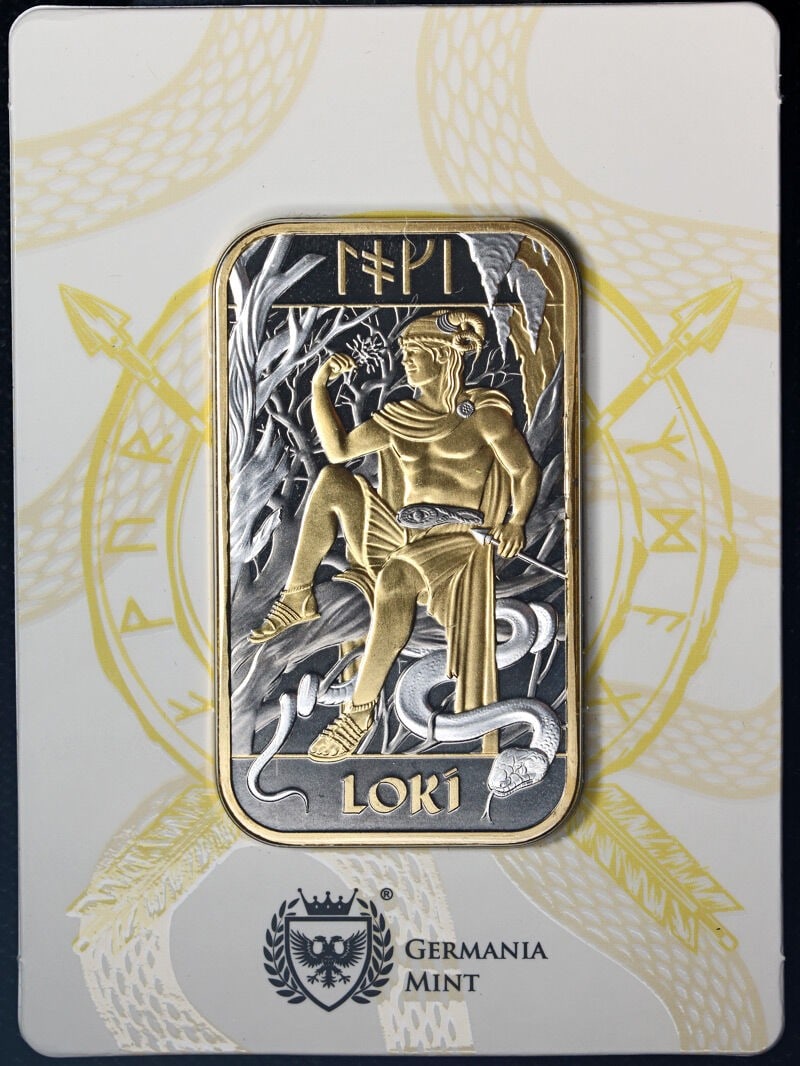 Norse Gods Loki Special Edition Silver Bar by Germania Mint 1 Ounce (1 of 2)