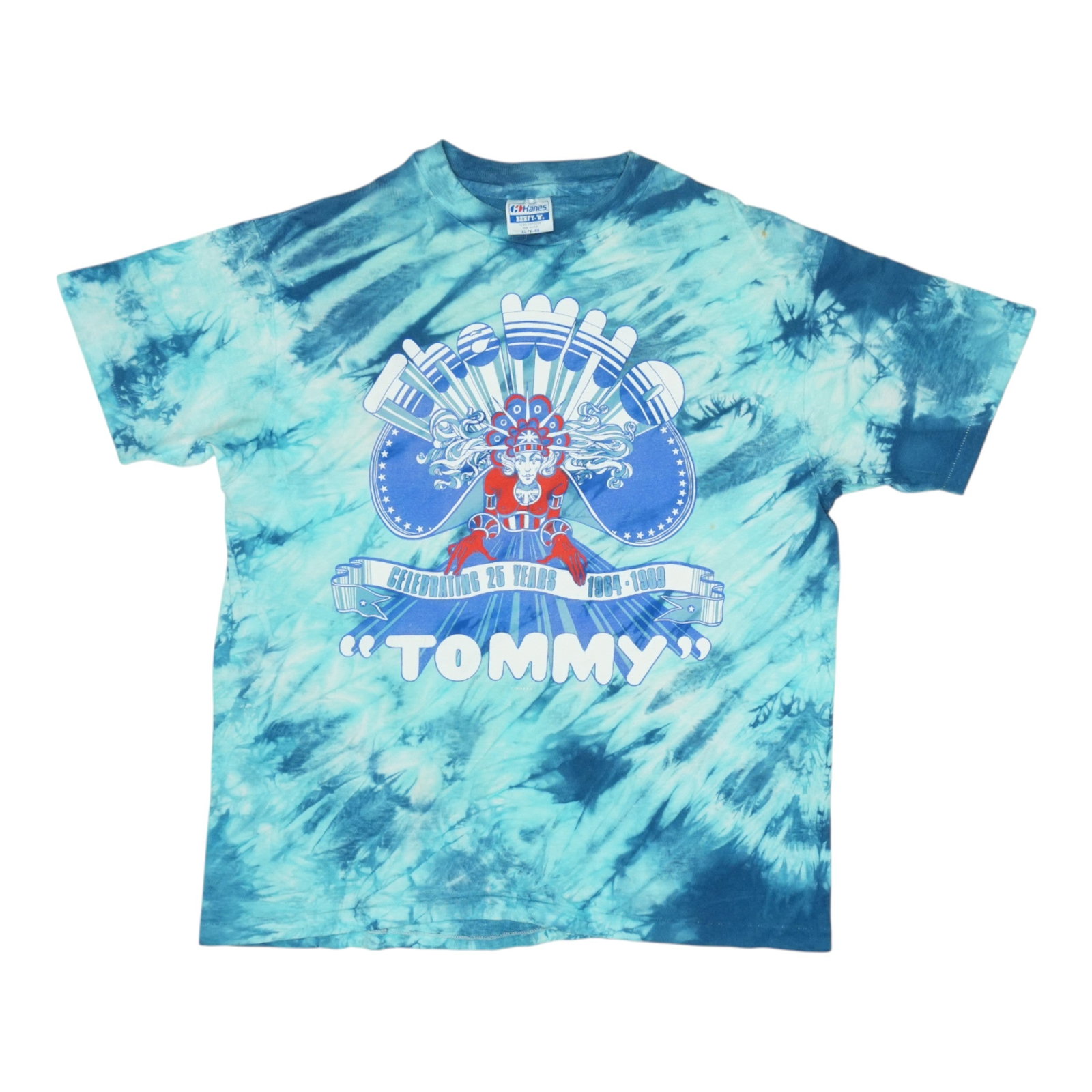 Vintage 1989 Tie Dye Tommy Shirt Featuring The Who: Vintage 1989 Tie Dye Tommy Shirt Featuring The Who This is an original vintage 1989 The Who Tommy tie-dye shirt, not a modern reproduction. The shirt features vivid tie-dye coloring and does not have 