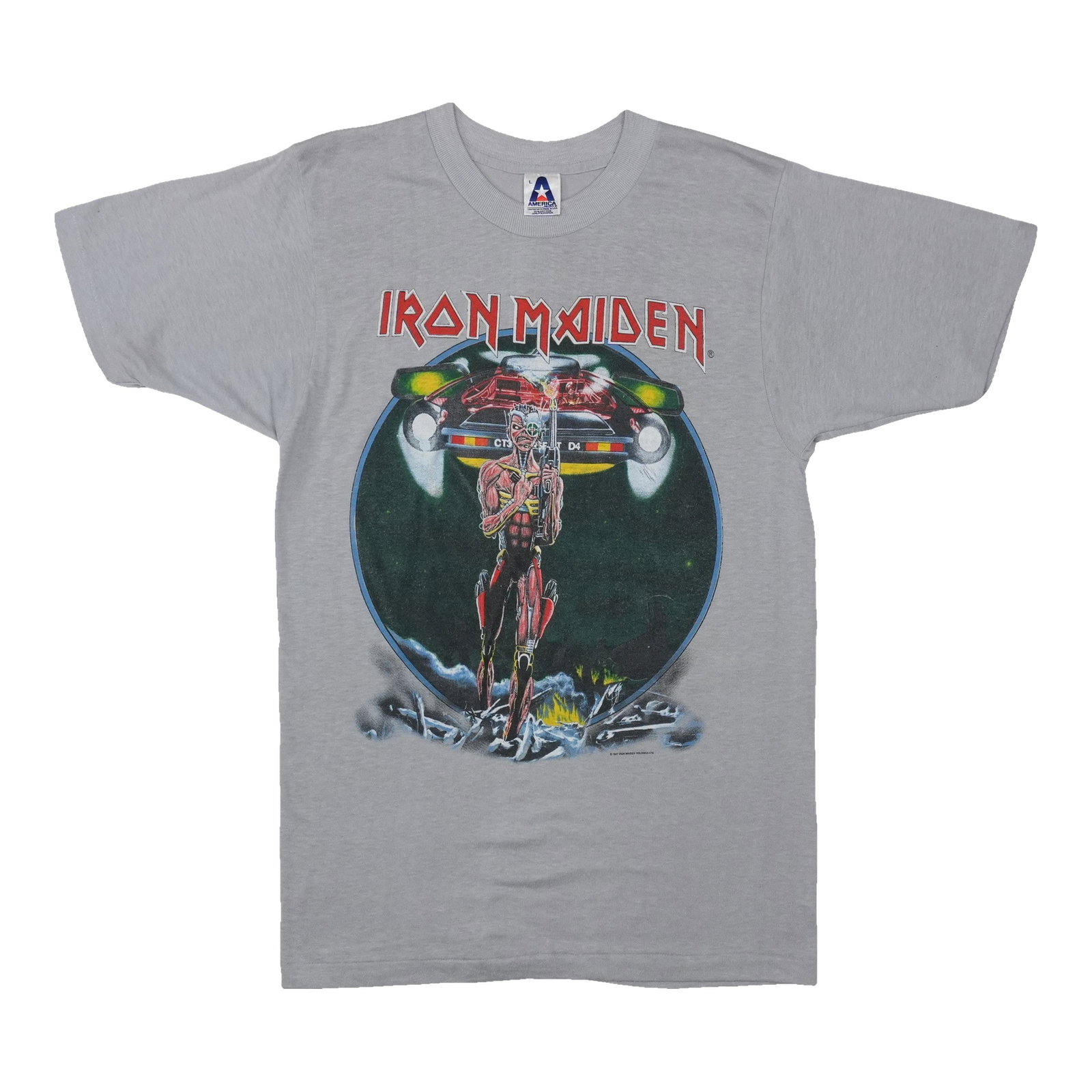 Vintage Iron Maiden 1987 Tour T Shirt Gray Large: Vintage Iron Maiden 1987 Tour T Shirt Gray Large Original vintage 1987 Iron Maiden Somewhere On Tour shirt. This is a true vintage shirt, not a modern reproduction. It features front and back graphics