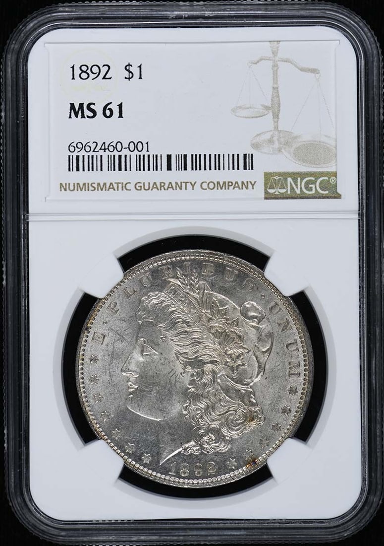 NGC MS61 1892 Philadelphia Morgan Silver Dollar: NGC MS61 1892 Philadelphia Morgan Silver Dollar This 1892 Morgan Dollar is certified by NGC with a grade of MS61, indicating it is in uncirculated condition. Minted in Philadelphia, this pre-owned coi